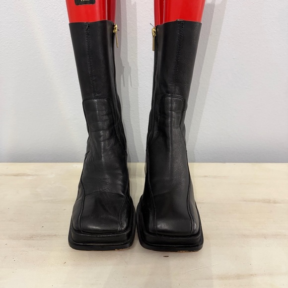 ASOS Black Leather Y2K Heeled Boots - Picture 5 of 9